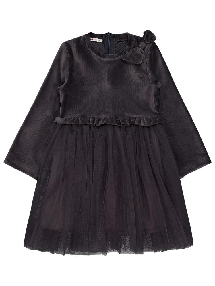 Civil Girls Fiyonklu 6-9 Yaş Elbise - Gri