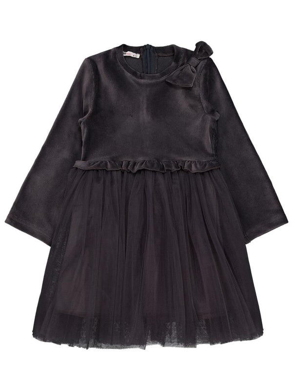 Civil Girls Fiyonklu 6-9 Yaş Elbise - Gri