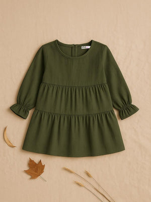 Civil Girls Kat Kat 2-5 Yaş Elbise - Haki