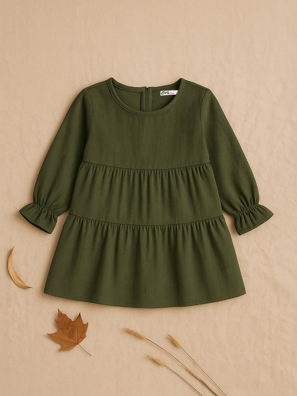 Civil Girls Kat Kat 2-5 Yaş Elbise - Haki