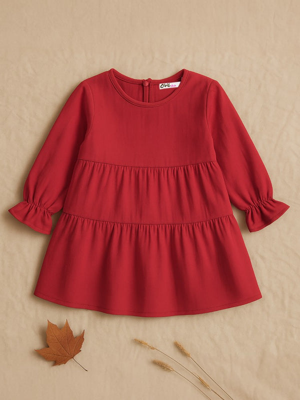 Civil Girls Kat Kat 2-5 Yaş Elbise - Kırmızı