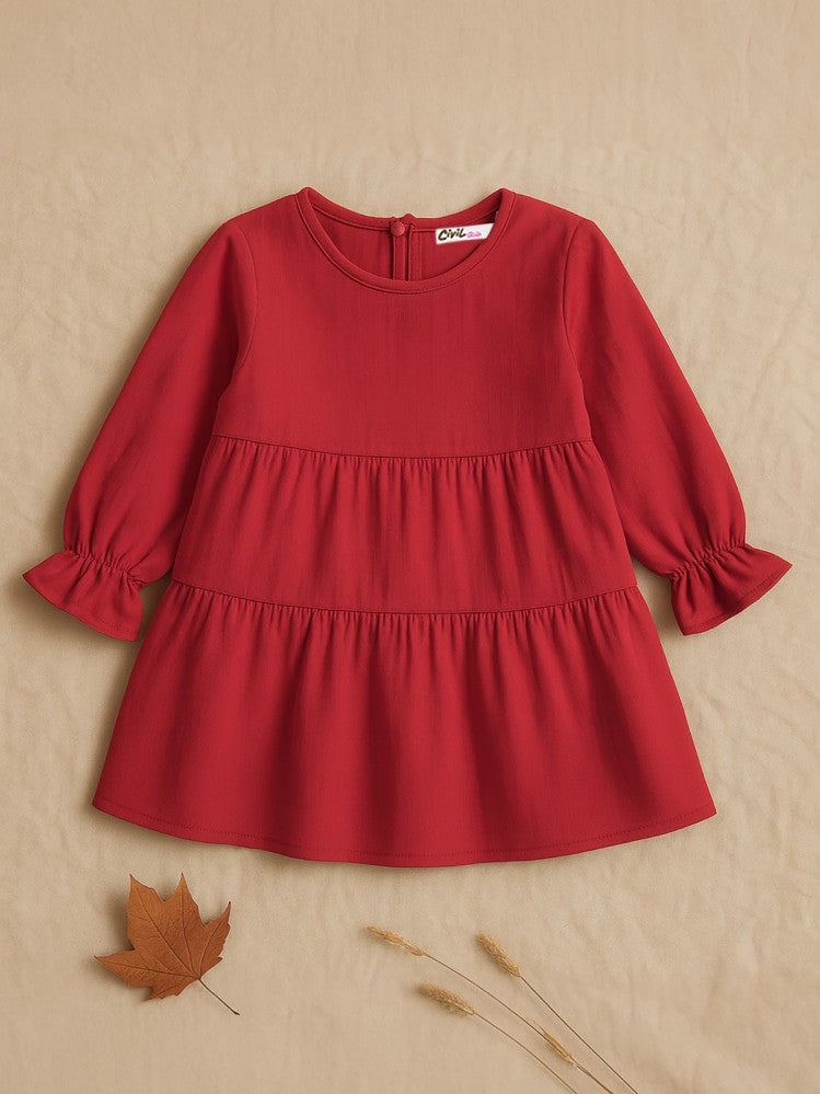Civil Girls Kat Kat 2-5 Yaş Elbise - Kırmızı