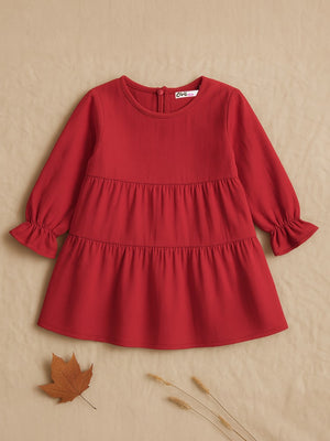 Civil Girls Kat Kat 2-5 Yaş Elbise - Kırmızı