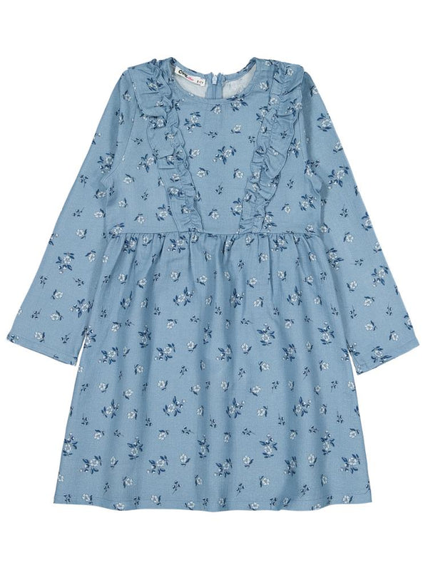 Civil Girls Çiçek Desenli 6-9 Yaş Elbise - Mavi