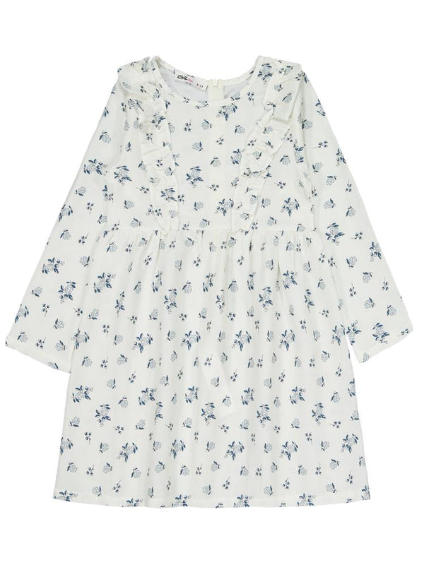 Civil Girls Çiçek Desenli 6-9 Yaş Elbise - Ekru