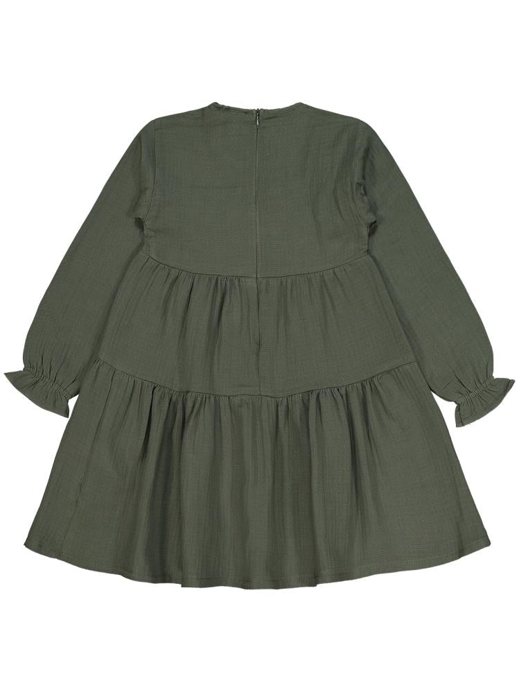 Civil Girls Kat Kat 6-9 Yaş Elbise - Haki