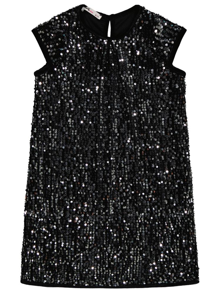 Civil Girls Pullu 6-9 Yaş Elbise - Siyah