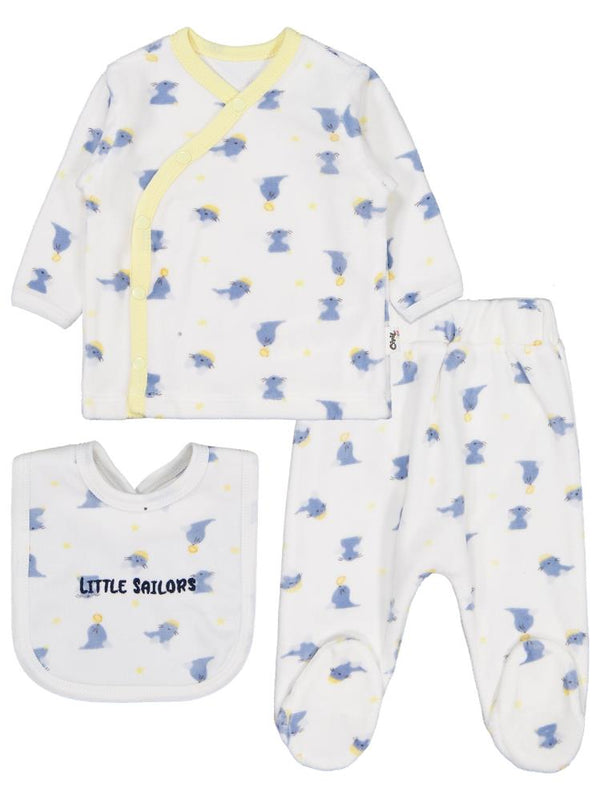 Civil Baby Fok Balığı Nakışlı 0-1 AY Zıbın Takımları - Beyaz