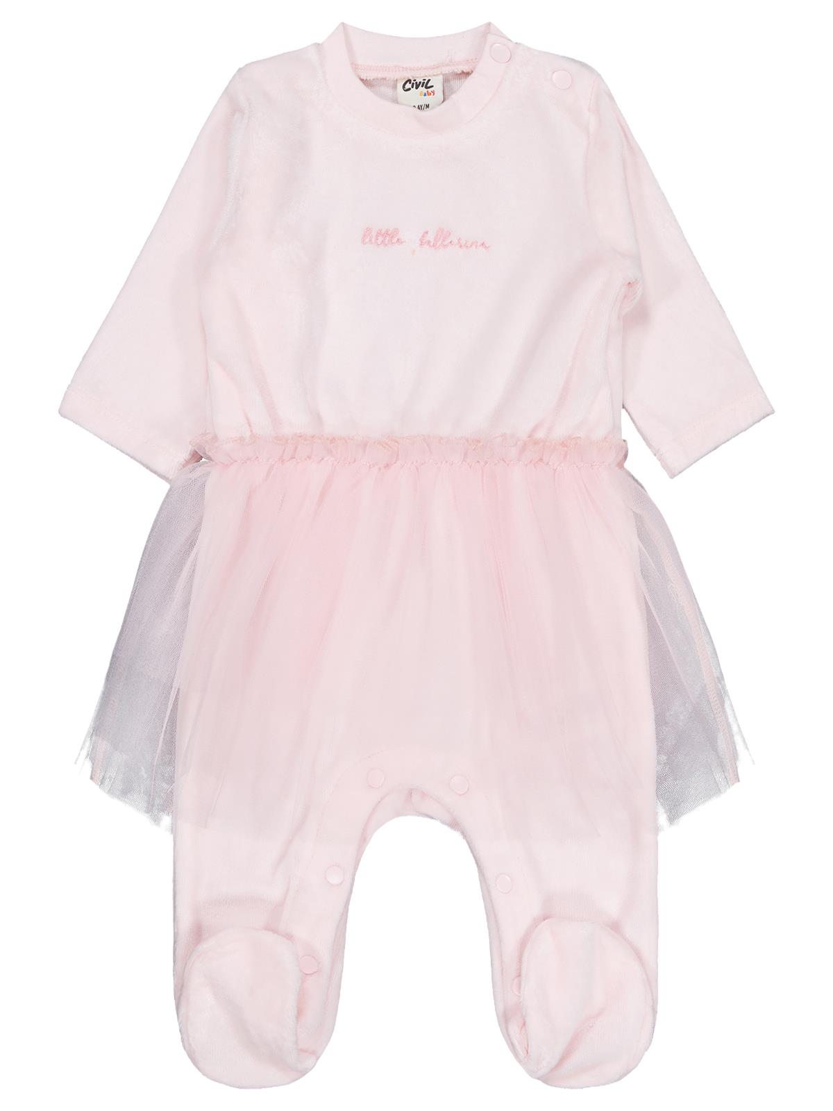 Civil Baby Bel Tüllü Patikli 1-9 Ay Tulum - Pembe
