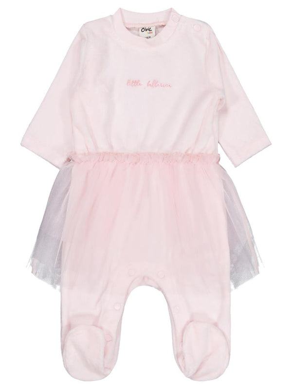 Civil Baby Bel Tüllü Patikli 1-9 Ay Tulum - Pembe