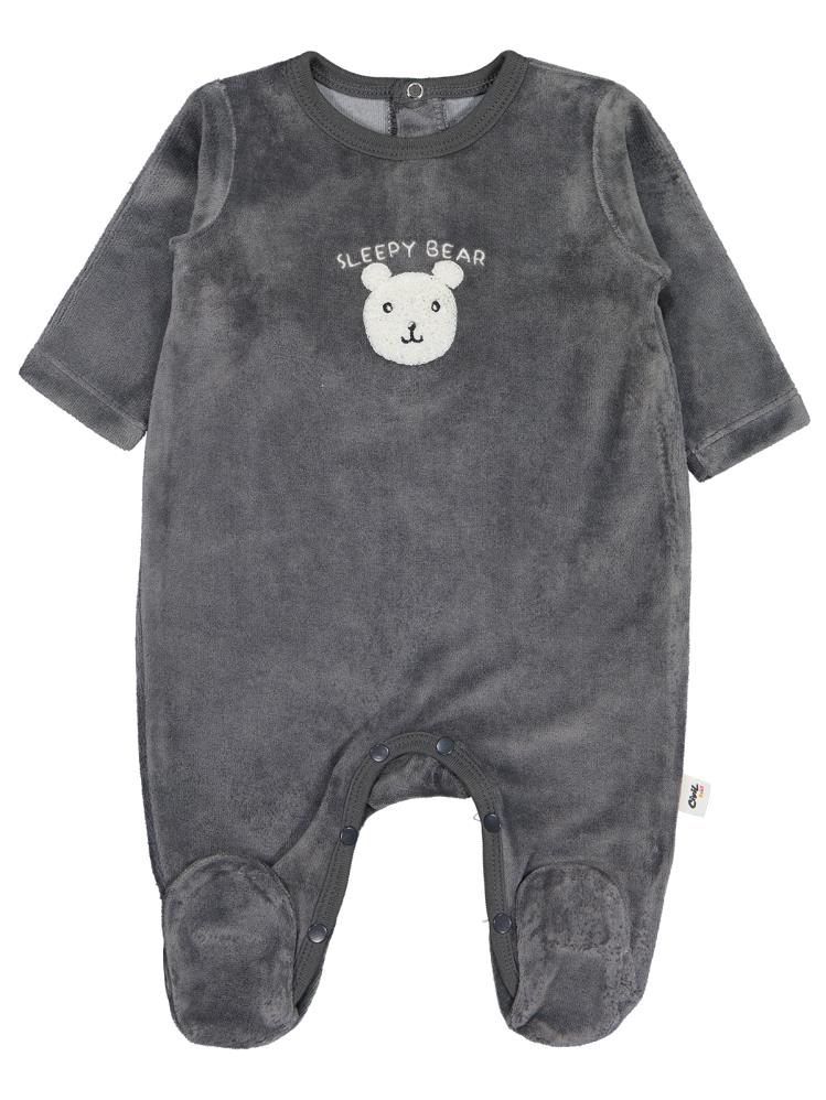 Civil Baby Sleepy Bear Ayıcık Nakışlı 1-9 Ay Tulum - Gri