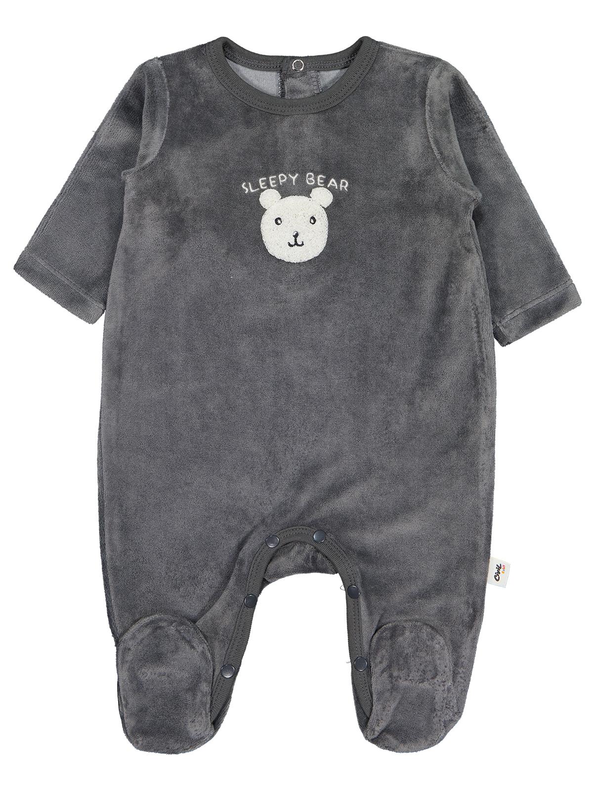 Civil Baby Sleepy Bear Ayıcık Nakışlı 1-9 Ay Tulum - Gri