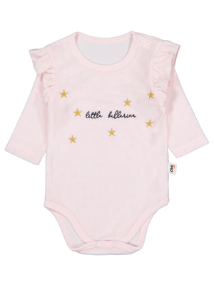 Civil Baby Yıldız Nakışlı 1-18 Ay Çıtçıtlı Badi - Pembe