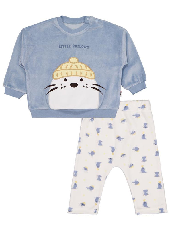 Civil Baby Fok Balığı Nakışlı 6-18 Ay Takım - Mavi