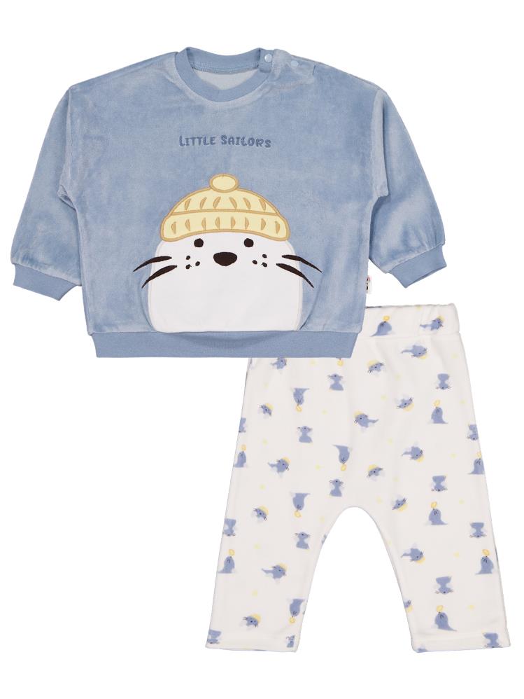 Civil Baby Fok Balığı Nakışlı 6-18 Ay Takım - Mavi