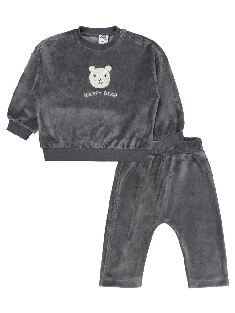 Civil Baby Ayıcık Süzene Nakışlı 6-18 Ay Takım - Gri