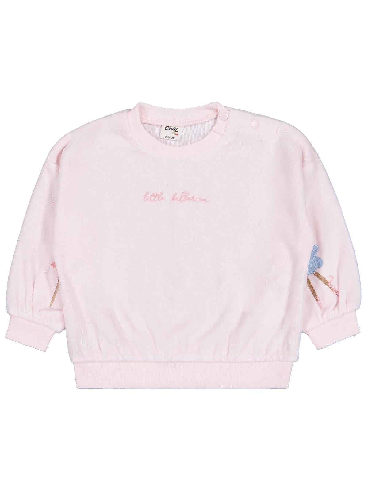 Civil Baby Balerin Nakışlı 6-18 Ay Sweatshirt - Pembe