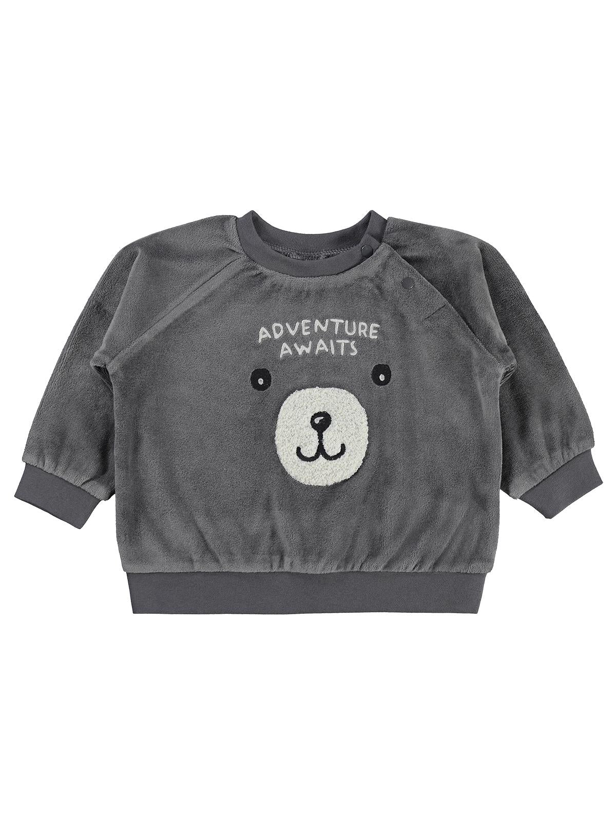 Civil Baby Ayıcık Nakışlı 6-18 Ay Sweatshirt - Gri