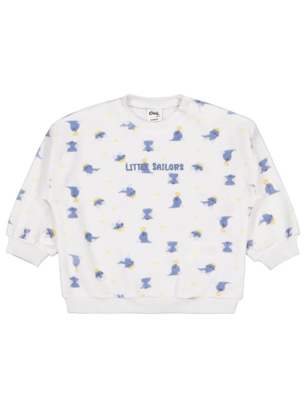 Civil Baby Fok Balığı Empirme 6-18 Ay Sweatshirt - Beyaz