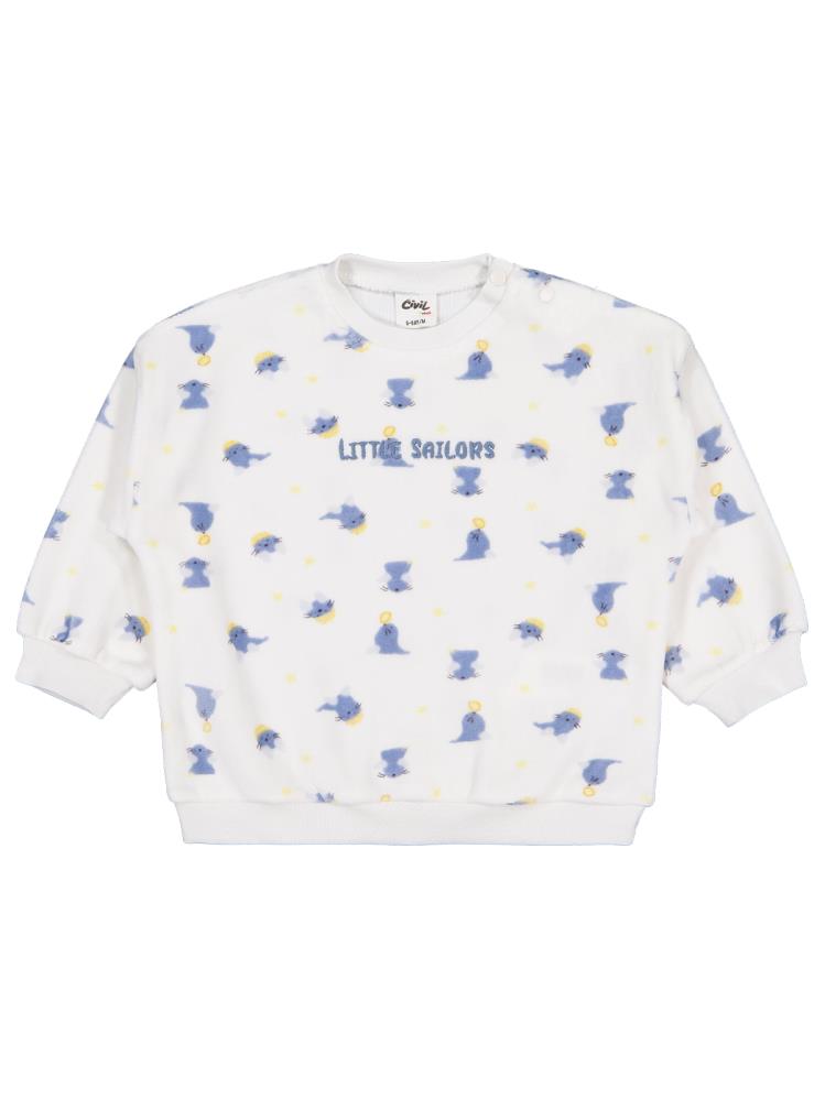 Civil Baby Fok Balığı Empirme 6-18 Ay Sweatshirt - Beyaz