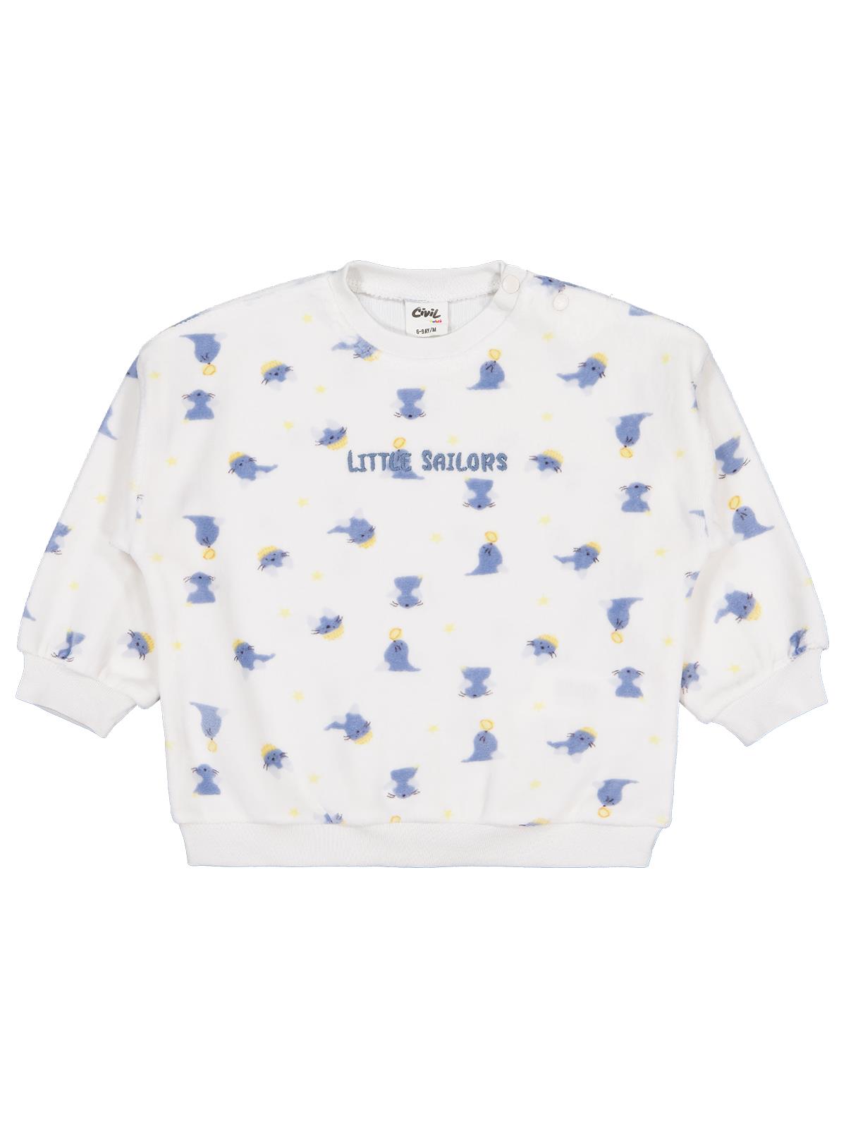 Civil Baby Fok Balığı Empirme 6-18 Ay Sweatshirt - Kırık Beyaz