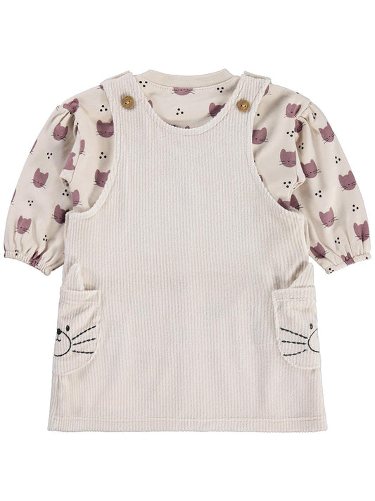 Civil Baby Kedi Empirme Badili 6-18 Ay Elbise - Bej