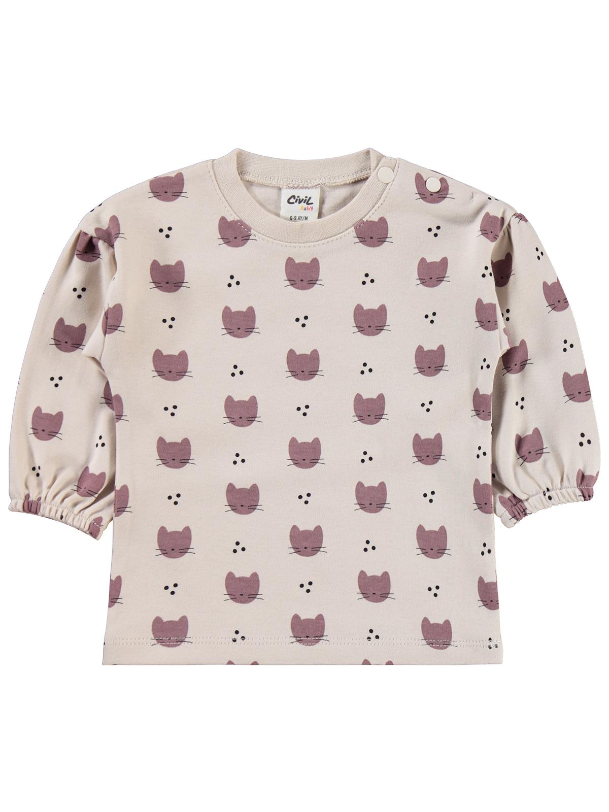 Civil Baby Kedi Empirme Badili 6-18 Ay Elbise - Bej