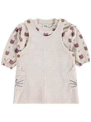 Civil Baby Kedi Empirme Badili 6-18 Ay Elbise - Bej