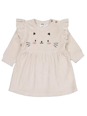 Civil Baby Kedi Nakışlı 6-18 Ay Elbise - Bej