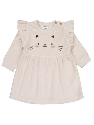 Civil Baby Kedi Nakışlı 6-18 Ay Elbise - Bej