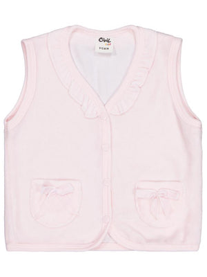 Civil Baby Cep Fiyonklu Yaka Fırfırlı 6-18 Ay Yelek - Pembe