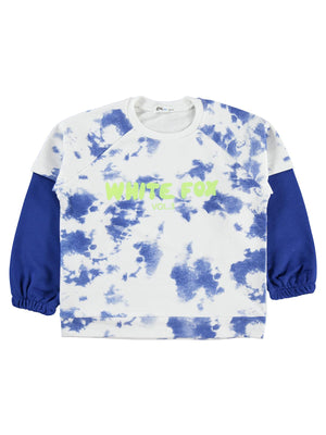 Civil Erkek Çocuk Whıte Fox Baskılı Sweatshirt | 3 İp Uzun Kol | Okul Kreş ve Günlük Kullanım - Mavi