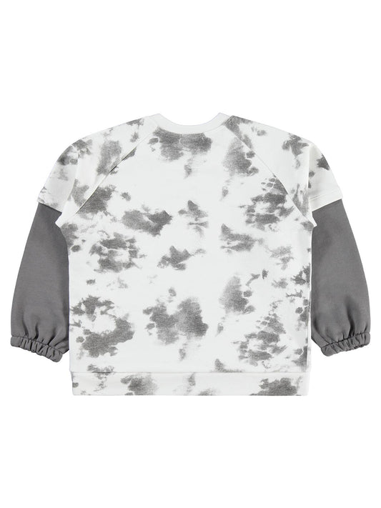 Civil Erkek Çocuk Whıte Fox Baskılı Sweatshirt | 3 İp Uzun Kol | Okul Kreş ve Günlük Kullanım - Gri