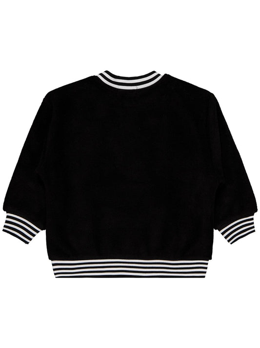 Civil Boys Erkek Çocuk Armalı Reglan Kol Sweatshirt | Polar Uzun Kol | Okul Kreş ve Günlük Kullanım - Siyah