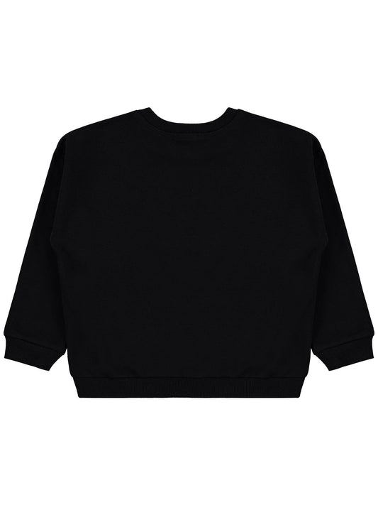 Civil Erkek Çocuk Aslan Nakışlı Sweatshirt | 3 İp Uzun Kol | Okul Kreş ve Günlük Kullanım - Siyah