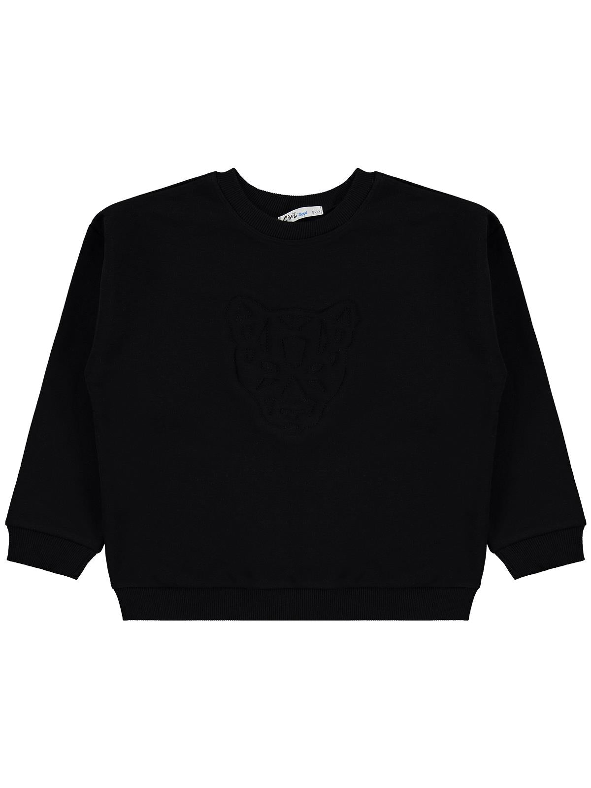 Civil Boys Aslan Nakışlı 6-9 Yaş Sweatshirt - Siyah