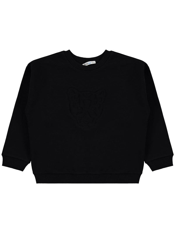 Civil Boys Aslan Nakışlı 6-9 Yaş Sweatshirt - Siyah