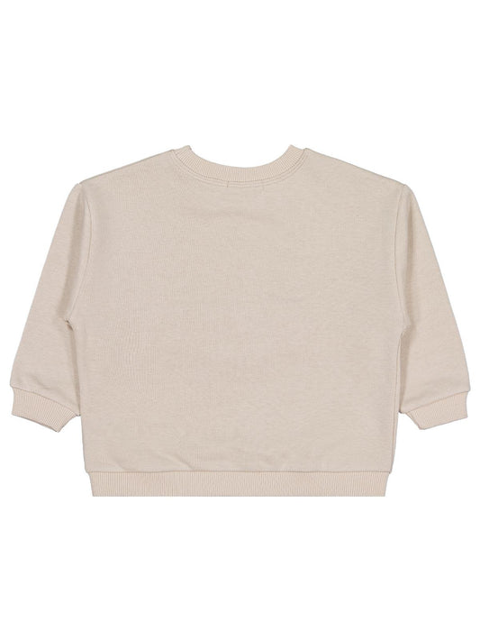 Civil Erkek Çocuk Cep Köpek Nakışlı Sweatshirt | 3 İp Uzun Kol | Okul Kreş ve Günlük Kullanım - Bej