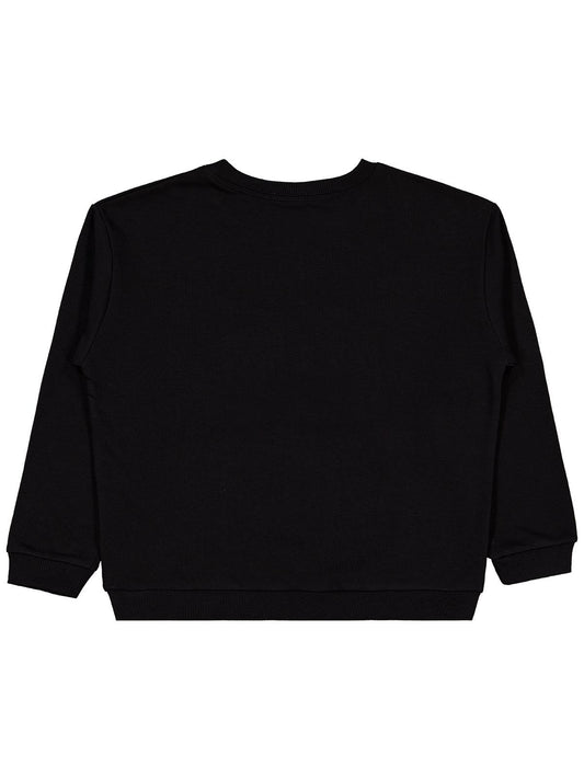 Civil Erkek Çocuk Ayı Nakışlı Sweatshirt | 3 İp Uzun Kol | Okul Kreş ve Günlük Kullanım - Siyah