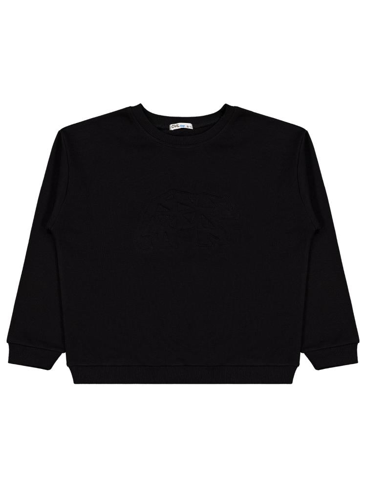 Civil Boys Ayı  Nakışlı 10-13 Yaş Sweatshirt - Siyah