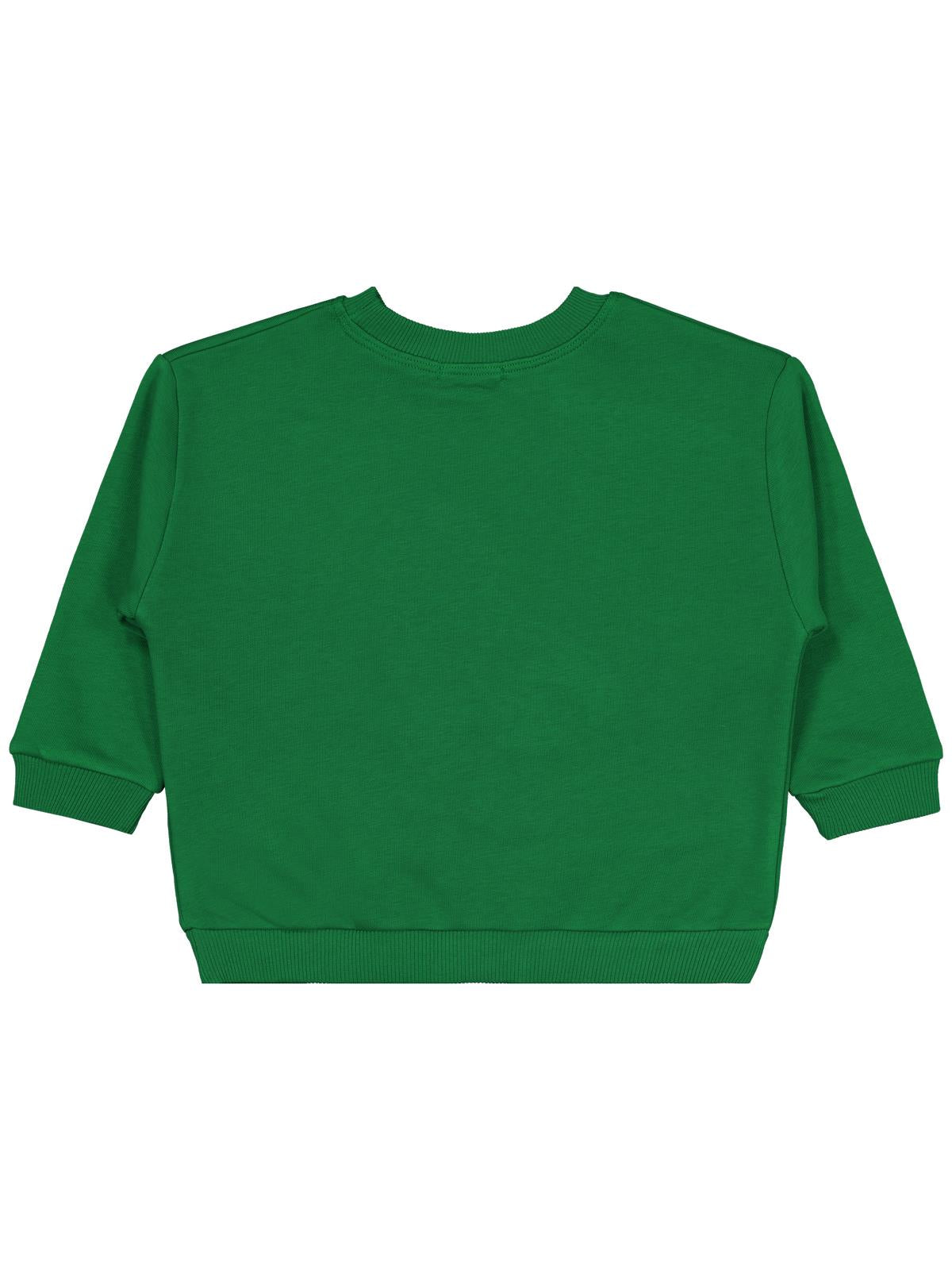 Civil Erkek Çocuk Dinozor Nakışlı Sweatshirt | 3 İp Uzun Kol | Okul Kreş ve Günlük Kullanım - Yeşil