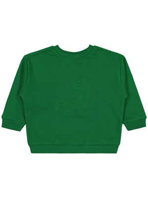 Civil Erkek Çocuk Dinozor Nakışlı Sweatshirt | 3 İp Uzun Kol | Okul Kreş ve Günlük Kullanım - Yeşil