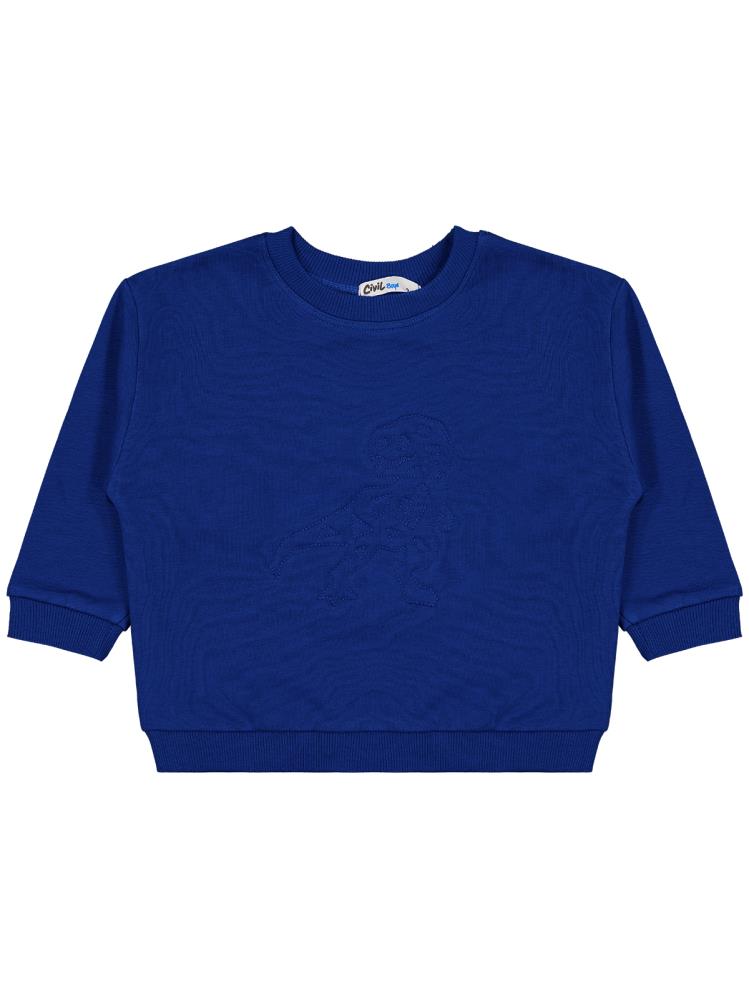 Civil Boys Dinozor Nakışlı 2-5 Yaş Sweatshirt - Mavi