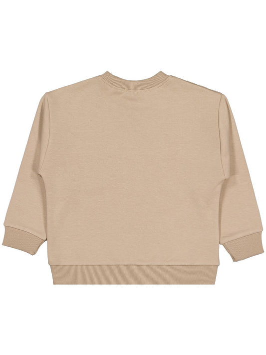 Civil Erkek Çocuk Peluş Garnili Sweatshirt | 3 İp Uzun Kol | Okul Kreş ve Günlük Kullanım - Kahverengi