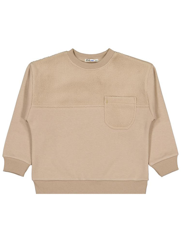 Civil Boys Peluş Garnili 2-5 Yaş Sweatshirt - Kahverengi