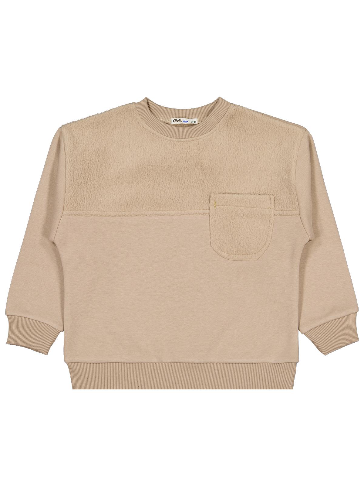 Civil Boys Peluş Garnili 2-5 Yaş Sweatshirt - Kahverengi