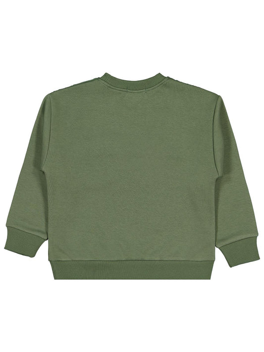 Civil Erkek Çocuk Peluş Garnili Sweatshirt | 3 İp Uzun Kol | Okul Kreş ve Günlük Kullanım - Haki