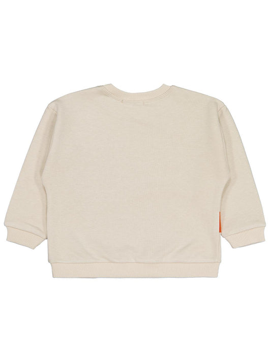 Civil Erkek Çocuk Cebi Surat Nakışlı Sweatshirt | 3 İp Uzun Kol | Okul Kreş ve Günlük Kullanım - Bej