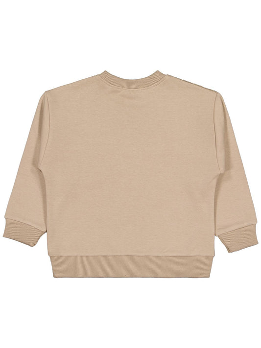 Civil Erkek Çocuk Peluş Garnili Sweatshirt | 3 İp Uzun Kol | Okul Kreş ve Günlük Kullanım - Kahverengi