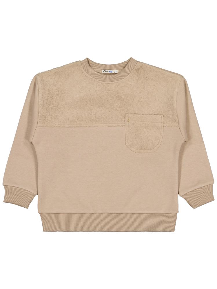 Civil Boys Peluş Garnili 6-9 Yaş Sweatshirt - Kahverengi